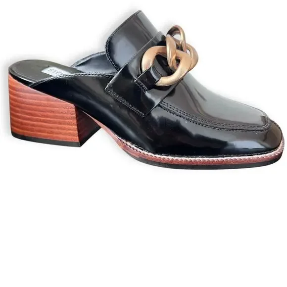 Steve Madden Women's Lorie Mule: Vegan Leather Slip-On Heeled Mule, SZ 6.5 Chain - Picture 14 of 16